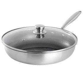 Gibson Home Elsenborn 12in Embossed Interior Stainless Steel Frying Pan with Lid