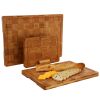MegaChef 3 Piece Bamboo Checkered Pattern Cutting Board Set with Storage Holder
