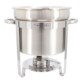 MegaChef 11.6 Quart Round Stainless Steel Professional Soup Chafing Dish in Silver