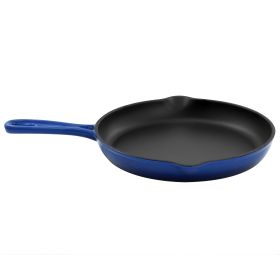 MegaChef Round 10.25 Inch Enameled Cast Iron Skillet in Gradient Dark Blue