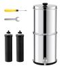 Gravity-fed Water Filter System, 2.25G 304 Stainless-Steel Countertop System, Water Filtration System, Reduces Lead and up to 99% of Chlorine