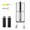 Gravity-fed Water Filter System, 2.25G 304 Stainless-Steel Countertop System, Water Filtration System, Reduces Lead and up to 99% of Chlorine