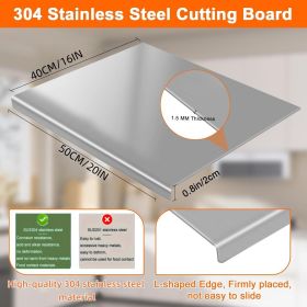 XXL 304 Stainless Steel Cutting Board  Anti-Slip & Mildew-Proof! No More Moldy Wooden Boards | Heavy-Duty & Food-Safe, Easy to Clean â€“ Chop Meat (size: 40cm*50cm)