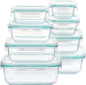 8 Pack Glass Food Storage Containers with Airtight Lids, Glass Meal Prep Containers, Lunch Office Meal for Microwave, Oven, Freezer and Dishwasher (Pack Size: 1 Pack)