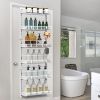 Over The Door Pantry Organizer 6-Tier Pantry Door Organizer Carbon Steel 110LBS Loading Easy Install Behind Door Storage For Closet Kitchen Bathroom 5
